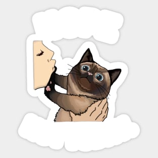 Siamese Cat Set Me Down Or I'll Slap You Black and White Cat, Chonk Slap Funny Design Sticker